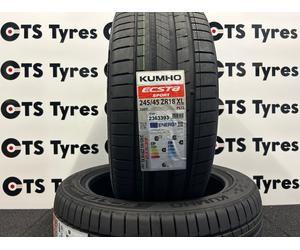 2 X 245/45R18 Kumho Ecsta Sport PS72 100Y XL NEW TYRES A WET GRIP 245 45 18