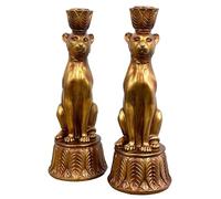 2 x 24cm Tall Gold Decorative Leopard Candle Stick Holders Home Decoration Ornament Statue Figurine
