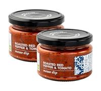 2 x 250g Premium Roasted Red Pepper & Tomato Mezze Dips in Jars, A Vibrant Blend with Tangy Capers & Aromatic Garlic, 500g
