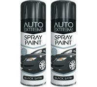 2 x 250ml BLACK SATIN AEROSAL SPRAY PAINT CAR VAN GREAT FINISH