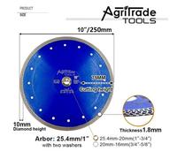 2 X 250mm Super Thin X Mesh Turbo Segment Diamond Cutting Disc Hot Pressed Blade For Marble And Tile