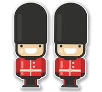 2 x 25cm/250mm London Queen's Guard Soldier Window Cling Sticker Car Van Campervan Glass #6641