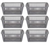 2 X 25cm Silver Plastic Handy Basket Storage Basket - Set of 6