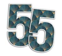 2 x 25cm Tall Art Deco Number Vinyl Stickers - Numbers Vintage Artistic Pattern Home Car Dustbins Wheelie Bin Garbage Bins Sticker (Number 5)