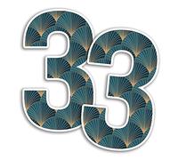 2 x 25cm Tall Art Deco Number Vinyl Stickers - Numbers Vintage Artistic Pattern Home Car Dustbins Wheelie Bin Garbage Bins Sticker (Number 3)