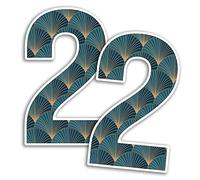2 x 25cm Tall Art Deco Number Vinyl Stickers - Numbers Vintage Artistic Pattern Home Car Dustbins Wheelie Bin Garbage Bins Sticker (Number 2)
