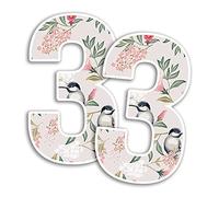 2 x 25cm Tall Floral Birds Number Vinyl Stickers - Numbers Flowers Nature Vintage Pattern Home Car Dustbins Wheelie Bin Garbage Bins Sticker (Number 3)