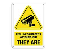 2 x 25cm Tall Funny Security Camera Sign Vinyl Stickers - Feel Like Somebody's Watching You? CCTV Warning Caution Home Shop Cafe Gift Sticker #76496 (Static Sticker (Window))