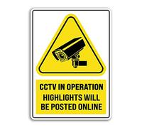 2 x 25cm Tall Funny Security Camera Sign Vinyl Stickers - Highlights Will Be Posted Online CCTV in Operation Warning Caution Home Shop Cafe Gift Sticker #76495 (Static Cling (Window)