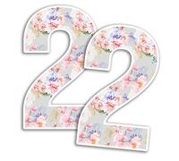 2 x 25cm Tall Vintage Floral Number Vinyl Stickers - Numbers Flowers Pattern Home Car Dustbins Wheelie Bin Garbage Bins Sticker (Number 2)