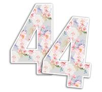 2 x 25cm Tall Vintage Floral Number Vinyl Stickers - Numbers Flowers Pattern Home Car Dustbins Wheelie Bin Garbage Bins Sticker (Number 4)