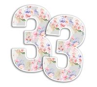 2 x 25cm Tall Vintage Floral Number Vinyl Stickers - Numbers Flowers Pattern Home Car Dustbins Wheelie Bin Garbage Bins Sticker (Number 3)