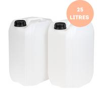 2 X 25L Water Container - Heavy Duty Stackable Jerry Can with DIN 61 Cap | Camping Water Carrier | Plastic Water Storage Tank | Ideal for Outdoor, Emergency, and Industrial Use