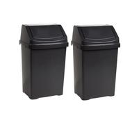 2 X 25L Litre Robust Plastic Swing Bin Waste Recycle Recycling Dustbins With Removable Swing Lid Rubbish Trash Refused Bins Garbage Paper Trash Can For Home Kitchen Bathroom Office (Midnight Greyish)
