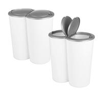 2 x 25L White Grey Circular Double Recycling Waste Duo Bin Disposal