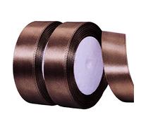 2 x 25mm Wide Dark Brown Ribbon Thick Satin Ribbon 22m, 1 inch Thick Brown Ribbon for Gift Wrapping Wedding Christmas Birthday Cake Hair Bow Florist Bouquet Crafts Decorations