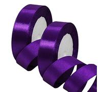 2 x 25mm Wide Dark Purple Ribbon Thick Helloween Satin Ribbon 22m, 1 inch Thick Deep Purple Ribbon for Gift Wrapping Wedding Birthday Cake Hair Bow Florist Bouquet Crafts Decorations
