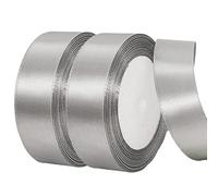 2 x 25mm Wide Gray Ribbon Thick Silver Satin Ribbon 22m, 1 inch Thick Gray Ribbon for Gift Wrapping Wedding Halloween Christmas Birthday Cake Hair Bow Florist Bouquet Crafts Decorations