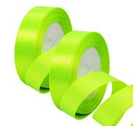 2 x 25mm Wide Neon Green Ribbon Thick Satin Ribbon 22m, 1 inch Thick Lime Green Ribbon for Gift Wrapping Wedding Christmas Birthday Cake Hair Bow Florist Bouquet Crafts Decorations