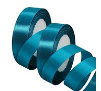 2 x 25mm Wide Teal Blue Satin Ribbon - 22m, 1 inch Thick Peacock Blue Ribbon for Wedding Car, Cake, Gift Wrapping, Hair Bow, Florist Bouquet, Craft Decoration