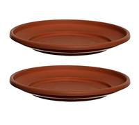 2 X 27cm Plant Pot Saucers Medium Venetian Terracotta Colour Plastic Water Dish