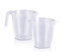 2 x 2L Plastic Lightweight Measuring Jugs - Sturdy and Hardwearing, Easily Storable and Stackable, Measuring Scale Markings on The Side in ml and Ounces, BPA Free (2 x 2L Wham JUG)