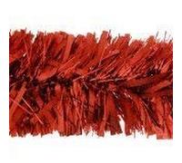 2 X 2m (6.5ft) Deluxe Thick Chunky Wide Red Shiny Christmas Tree Tinsel Garland with Embossing Decoration