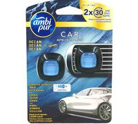2 x 2ml Ambi Pur Car Air Freshener Vent Clip On Diffuser+ Refill - Ocean