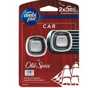 2 x 2ml Ambi Pur Car Air Freshener Vent Clip On Diffuser+ Refill - Old Spice