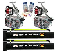 2 x 2pc12ft 4-6oz Beachcaster Rods Sea Fishing Reels Loaded Line Combo Setup