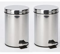 2 X 3 Litre Stainless Steel Cosmetic Pedal Bin Bathroom Waste Bin With Removable Plastic Bucket Round