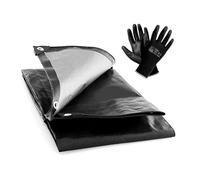 2 x 3 m Heavy-Duty Tarpaulin Cover - Black 235GSM - Waterproof, Weatherproof, Frost-Resistant, UV Protection, Multipurpose, Universal Groundsheet and Pair of Work Gloves