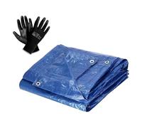 2 x 3 m Tarpaulin Cover - Blue 50GSM - Waterproof, Weatherproof, Frost-Resistant, UV Protection, Multipurpose, Universal Groundsheet and Pair of Work Gloves