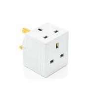 2 X 3 Way Adaptor Plug 3 PIN Mains Socket 13 AMP Double Set