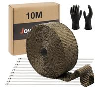 2" x 30' Titanium Exhaust Heat Wrap Roll for Motorcycle Fiberglass Heat Shield Tape with 10pcs Stainless steel Ties (10M)