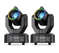 2 x 30 W Mini LED Moving Head Headlight RGBW Beam, Green Light + Starry Sky Effect d-mx512 Sound-Active Master Slave with Remote Control for DJ Weddings Parties Clubs Stages