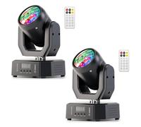 2 x 30 W Moving Head LED with Remote Control, DMX512 RGW Light Effects, 5 Control Modes, Mini Disco Light for DJ Party Lighting Light