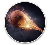 2 x 30cmVinyl Stickers - Flaming Basketball Ball Sports Decals for Car Van Luggage Scrap Book Fridge #2572