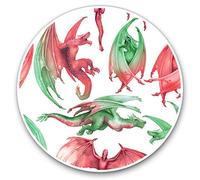 2 x 30cmVinyl Stickers - Green Red Dragons Fantasy Art China Decals for Car Van Luggage Scrap Book Fridge #24409