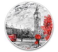 2 x 30cmVinyl Stickers - Vintage Big Ben London Winter Decals for Car Van Luggage Scrap Book Fridge #14500
