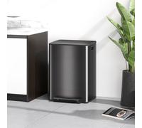 HOMCOM 2 x 30L Double Kitchen Bin, Pedal Bin with Soft-Close Lid, Black, Black