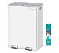 2 x 30L Dual Compartment Pedal Bin, Matte White