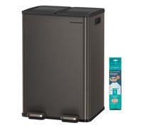 2 x 30L Dual Compartment Pedal Bin, Slate Grey
