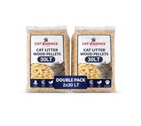 2 x 30L Wood Based Cat Litter, Ultra Absorbent, Biodegradable, Cat and Kitten, Superb Odour Control, Antibactrial, Catvenience® Wood Pellet Cat Litter | Easy to Lift (2 x 30 Litres)