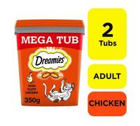 2 x 350g Dreamies Adult Cat Treats Tubs with Chicken Cat Biscuits