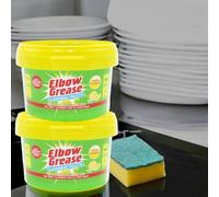 2 x 350g Elbow Grease Cleaning Paste All Purpose Degreaser Cleaner Lemon- Ideal for use in the kitchen, bathroom and outdoor use With Sponge(700g)