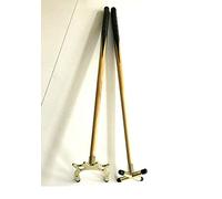 2 x 36 1 PIECE POOL or SNOOKER CUES With BRASS CROSS & BRIDGE RESTS For TABLES