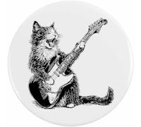 2 x 38mm 'Cat Playing Electric Guitar ' Small Button Pin Badges (BB00147025)