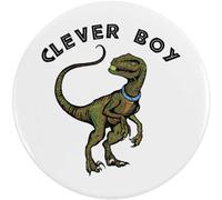 2 x 38mm 'Clever Boy Dinosaur' Small Button Pin Badges (BB00104555)