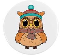 2 x 38mm 'Cute Winter Owl' Small Button Pin Badges (BB00133202)
